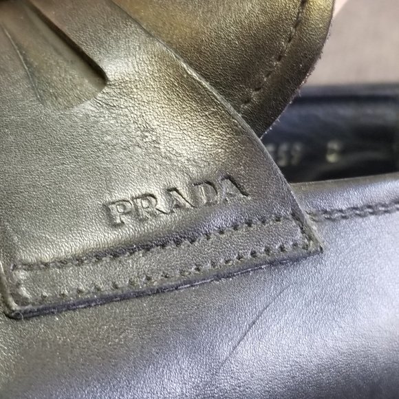 Men\'s Prada Black Leather Penny Loafers Size 8 Rubber Comfort Sole 4D 1359 Italy main image 11